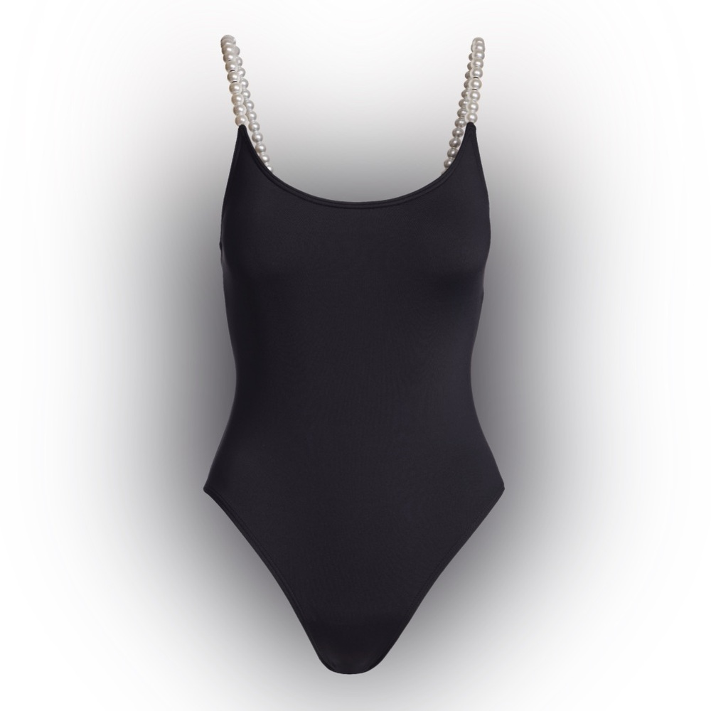 Kate Spade Black One Piece with Pearl Straps